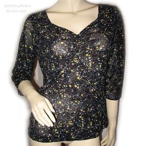 Vintage Y2K Black Polka Dot Top Blouse Black Boho Bohemian Dark Academia Gothic